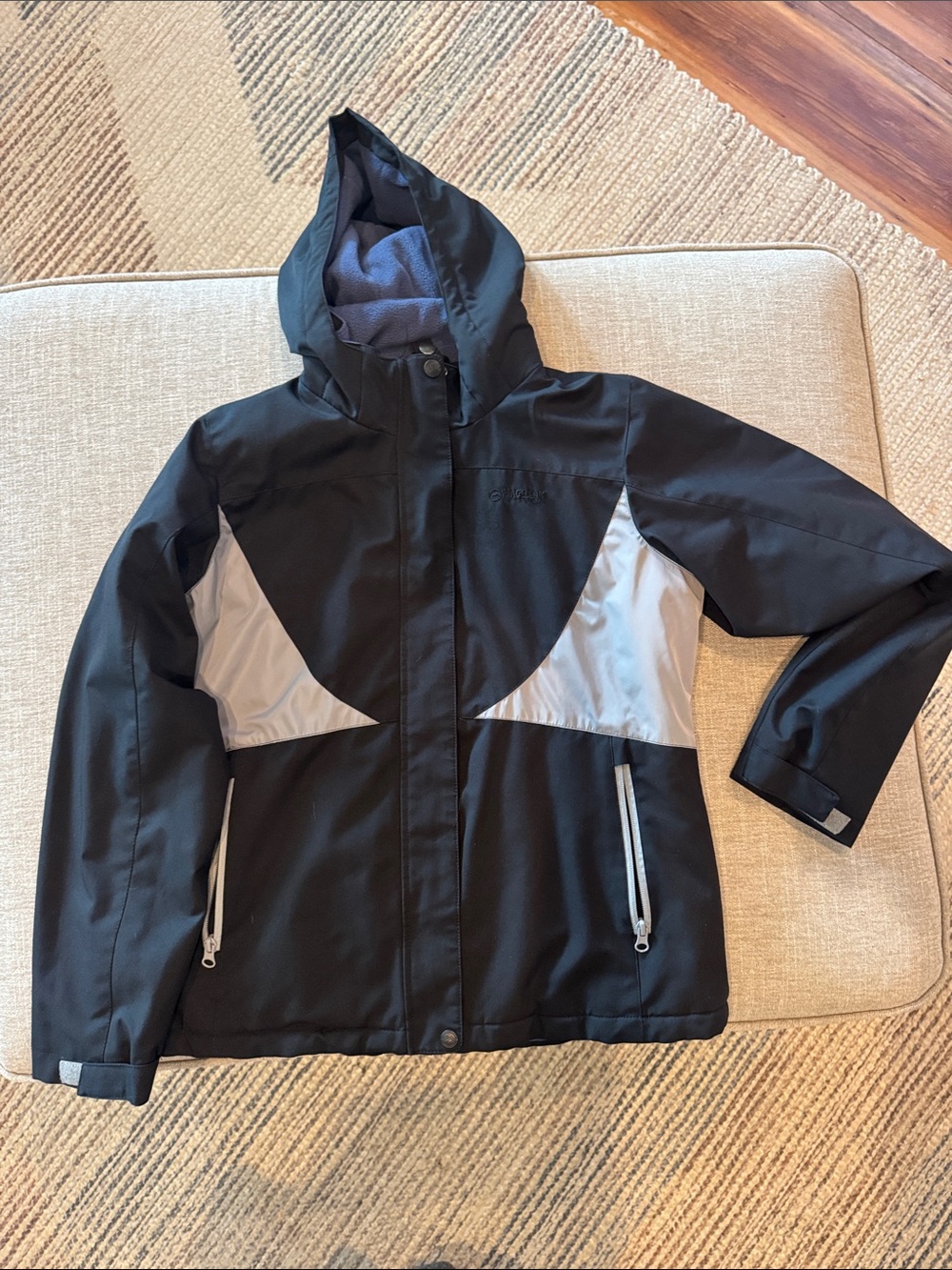 Magellan Outdoors Black and Gray Kids Hooded Puffer Jacket